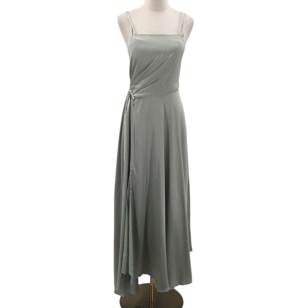 AW BRIDAL 10 L sage green formal party wedding cocktail midi dress NEW B131
